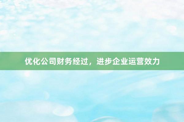 优化公司财务经过，进步企业运营效力